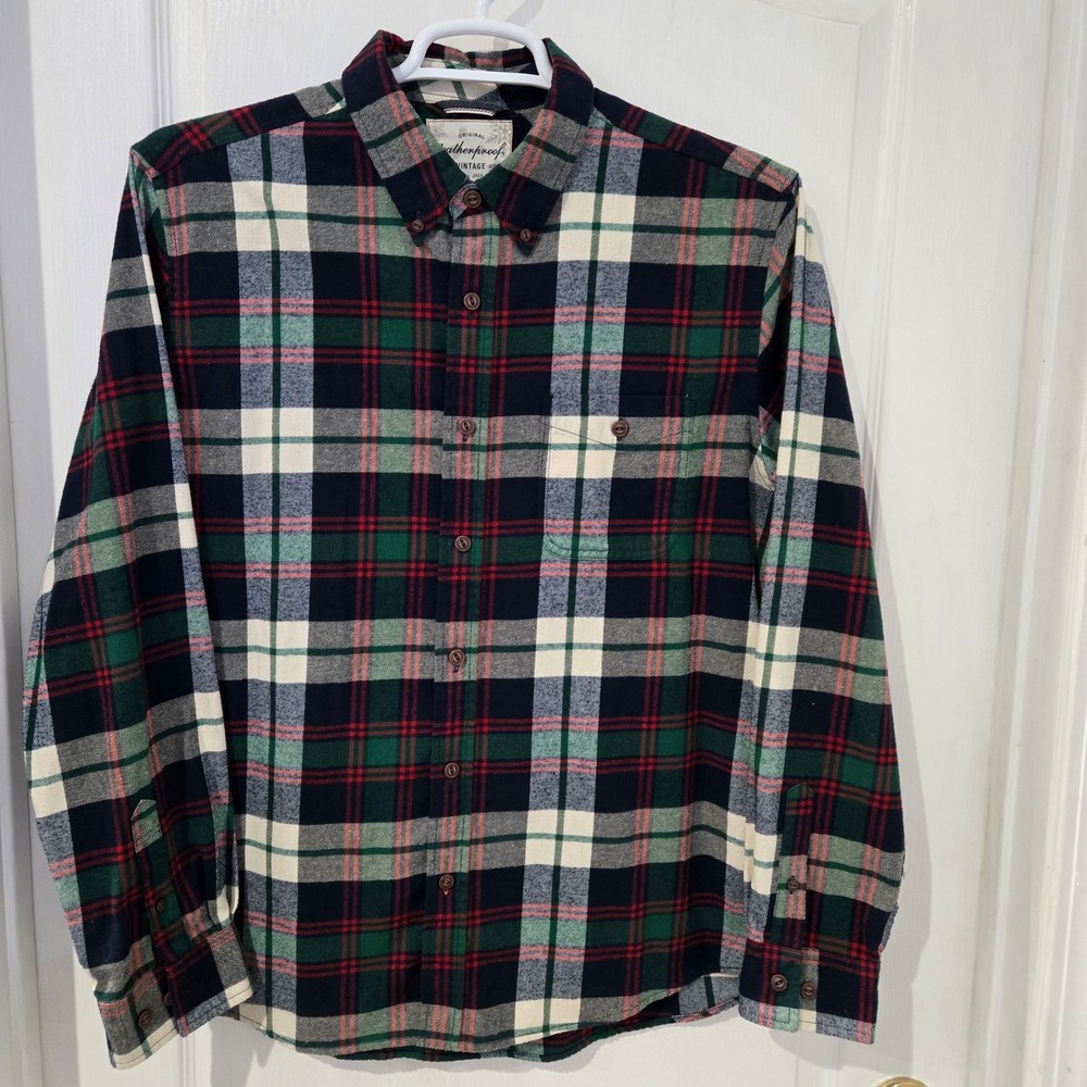 Weatherproof Vintage Flannel Shirt Mens Large Multicolor  Holiday Tartan Classic